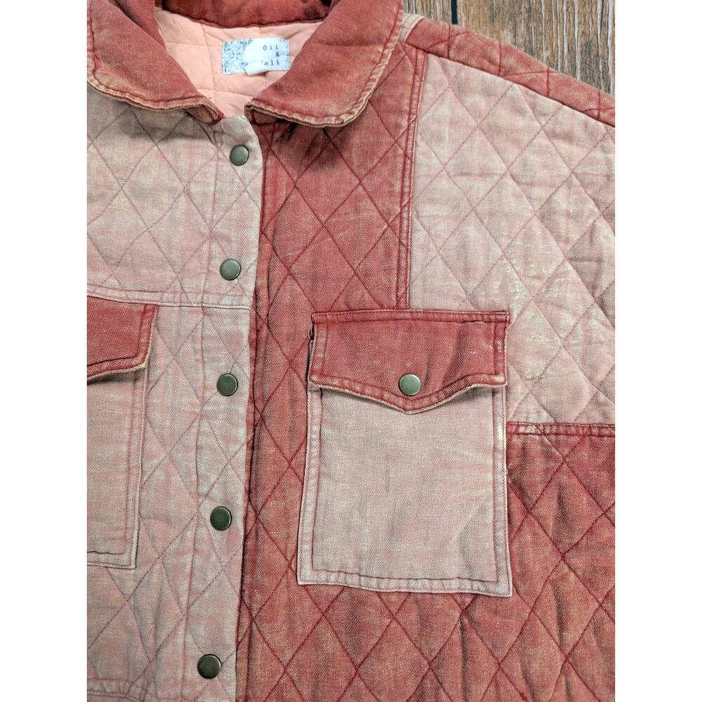 Oli & Hali Women's Patchwork Color Block Snap Jacket Pink Size Small Quilted - Picture 3 of 15
